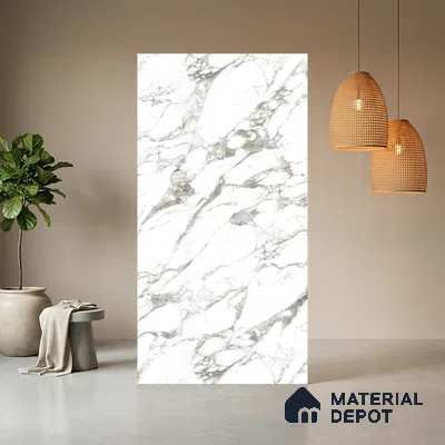 White Marble Look LM 03363 8 ft x 4 ft Super Matte Finish Decorative Laminate - 1 mm | Suitable for TV Unit, Wardrobe, Kitchen Cabinets