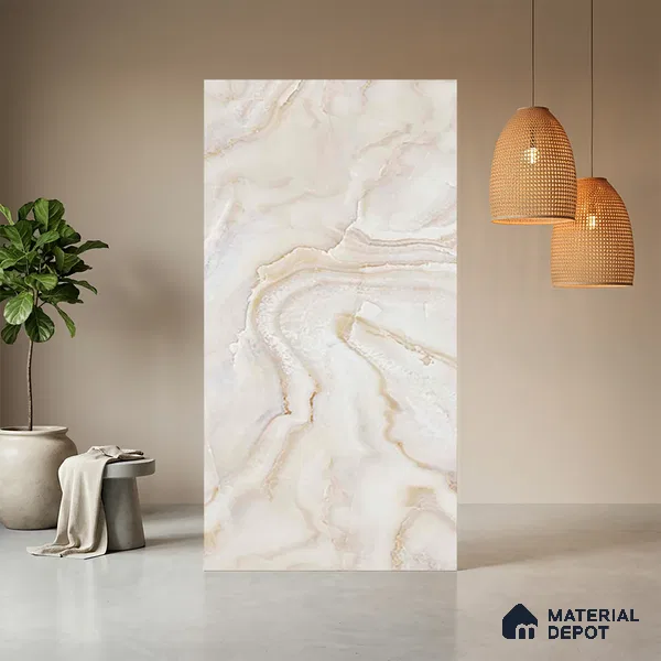 Beige Marble Look LM 03774 8 ft x 4 ft Matte Finish Decorative Laminate - 1 mm | Suitable for TV Unit, Wardrobe, Kitchen Cabinets