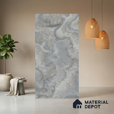 Grey Marble Look LM 03775 8 ft x 4 ft Matte Finish Decorative Laminate - 1 mm | Suitable for TV Unit, Wardrobe, Kitchen Cabinets