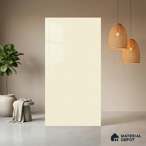Ivory Beige Solid Colors Look LM 03795 8 ft x 4 ft High Gloss Finish Decorative Laminate - 1 mm | Suitable for Living Room, Kitchen, Office
