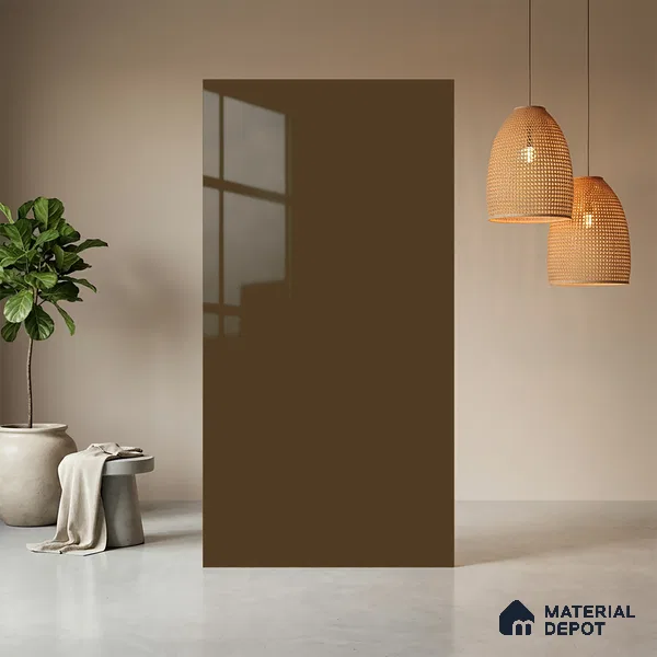 Cool Earth Brown Solid Colors Look LM 03829 8 ft x 4 ft High Gloss Finish Decorative Laminate - 1 mm | Suitable for Living Room, Kitchen, Office