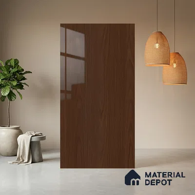 Wooden Look LM 03867 Caramel 8 ft x 4 ft High Gloss Finish Decorative Laminate - 1 mm | Suitable for TV Unit, Wardrobe, Kitchen Cabinets