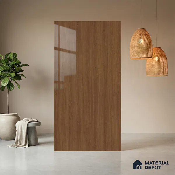 Wooden Look LM 03870 Sessaila Oak 8 ft x 4 ft High Gloss Finish Decorative Laminate - 1 mm | Suitable for TV Unit, Wardrobe, Kitchen Cabinets