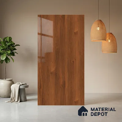 Wooden Look LM 03874 Verona Wood 8 ft x 4 ft High Gloss Finish Decorative Laminate - 1 mm | Suitable for TV Unit, Wardrobe, Kitchen Cabinets