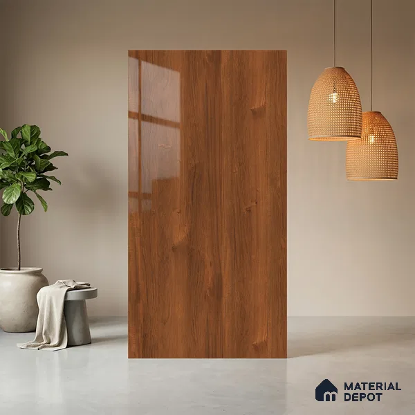 Wooden Look LM 03874 Verona Wood 8 ft x 4 ft High Gloss Finish Decorative Laminate - 1 mm | Suitable for TV Unit, Wardrobe, Kitchen Cabinets