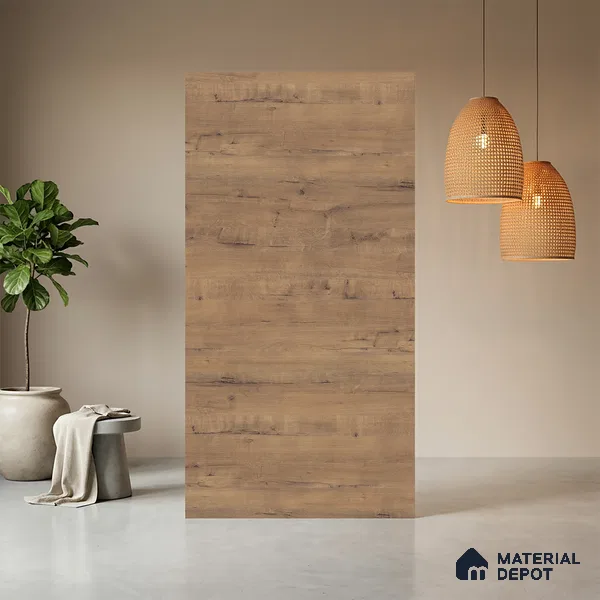 Wooden Look LM 03941 Bunratty Oak 8 ft x 4 ft Texture Finish Decorative Laminate - 1 mm | Suitable for TV Unit, Wardrobe, Kitchen Cabinets
