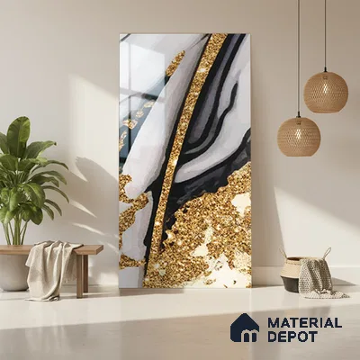 White Marble Look LM 20110 8 ft x 4 ft Glossy Finish Decorative Laminate - 1 mm | Suitable for TV Unit, Wardrobe, Kitchen Cabinets