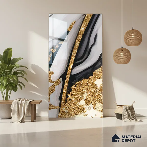 White Marble Look LM 20110 8 ft x 4 ft Glossy Finish Decorative Laminate - 1 mm | Suitable for TV Unit, Wardrobe, Kitchen Cabinets