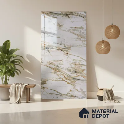 Beige Marble Look LM 20114 8 ft x 4 ft Glossy Finish Decorative Laminate - 1 mm | Suitable for TV Unit, Wardrobe, Kitchen Cabinets