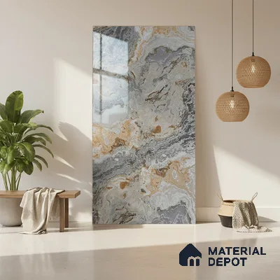 Beige Marble Look LM 20115 8 ft x 4 ft Glossy Finish Decorative Laminate - 1 mm | Suitable for TV Unit, Wardrobe, Kitchen Cabinets