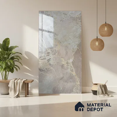 Beige Marble Look LM 20120 8 ft x 4 ft Glossy Finish Decorative Laminate - 1 mm | Suitable for TV Unit, Wardrobe, Kitchen Cabinets