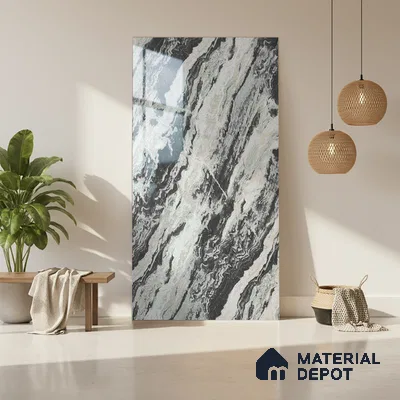 Beige Marble Look LM 20124 8 ft x 4 ft Glossy Finish Decorative Laminate - 1 mm | Suitable for TV Unit, Wardrobe, Kitchen Cabinets