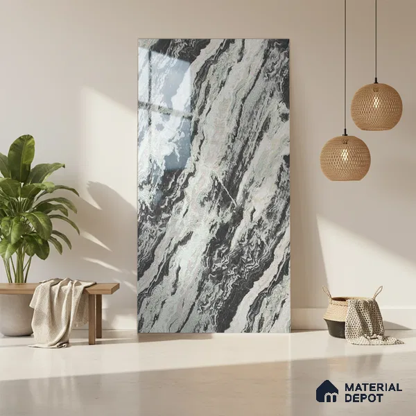 Beige Marble Look LM 20124 8 ft x 4 ft Glossy Finish Decorative Laminate - 1 mm | Suitable for TV Unit, Wardrobe, Kitchen Cabinets