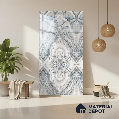 Beige Marble Look LM 20128 8 ft x 4 ft Glossy Finish Decorative Laminate - 1 mm | Suitable for TV Unit, Wardrobe, Kitchen Cabinets
