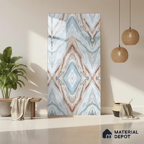 Beige Marble Look LM 20131 8 ft x 4 ft Glossy Finish Decorative Laminate - 1 mm | Suitable for TV Unit, Wardrobe, Kitchen Cabinets