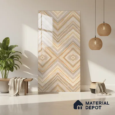 Brown Marble Look LM 20134 8 ft x 4 ft Glossy Finish Decorative Laminate - 1 mm | Suitable for TV Unit, Wardrobe, Kitchen Cabinets