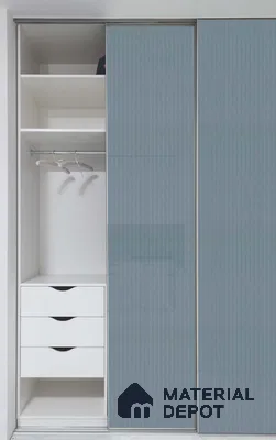Powder Blue Fluted Solid Color LM 23801 8 ft x 4 ft High Gloss Finish Acrylic Laminate - 3 mm | Suitable for TV Unit,Wardrobe, Kitchen Cabinets