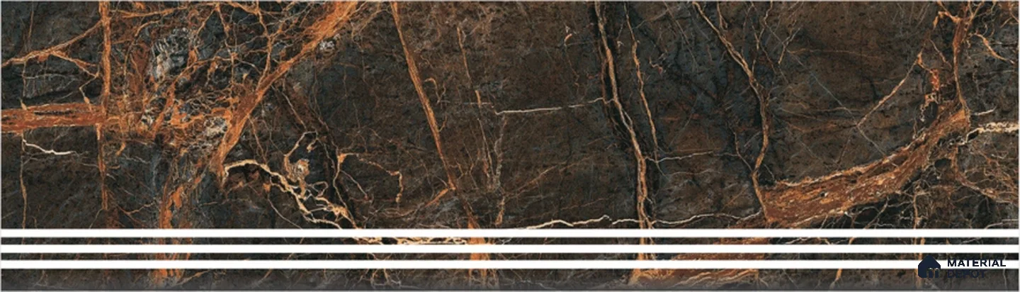 Ebony Vein Step Tile Matte Finish TL 02556 3 ft x 1 ft Vitrified Stair Tile - 9.5 mm