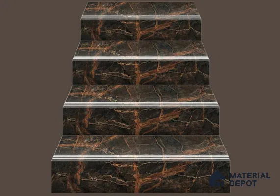 Ebony Vein Step Tile Matte Finish TL 02556 3 ft x 1 ft Vitrified Stair Tile - 9.5 mm