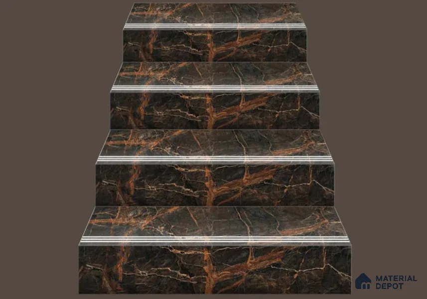 Ebony Vein Step Tile Matte Finish TL 02556 3 ft x 1 ft Vitrified Stair Tile - 9.5 mm