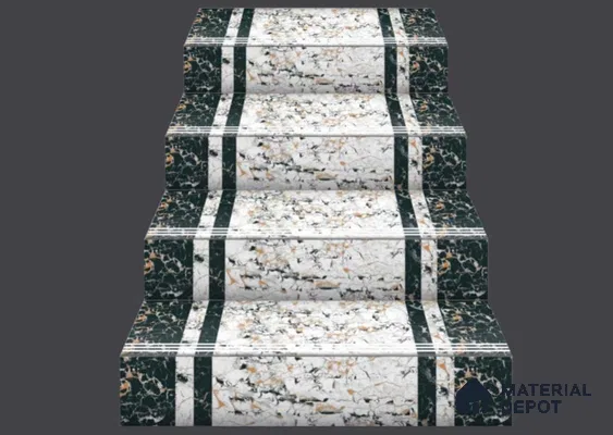 Obsidian White Step Tile Matte Finish TL 02557 3 ft x 1 ft Vitrified Stair Tile - 9.5 mm