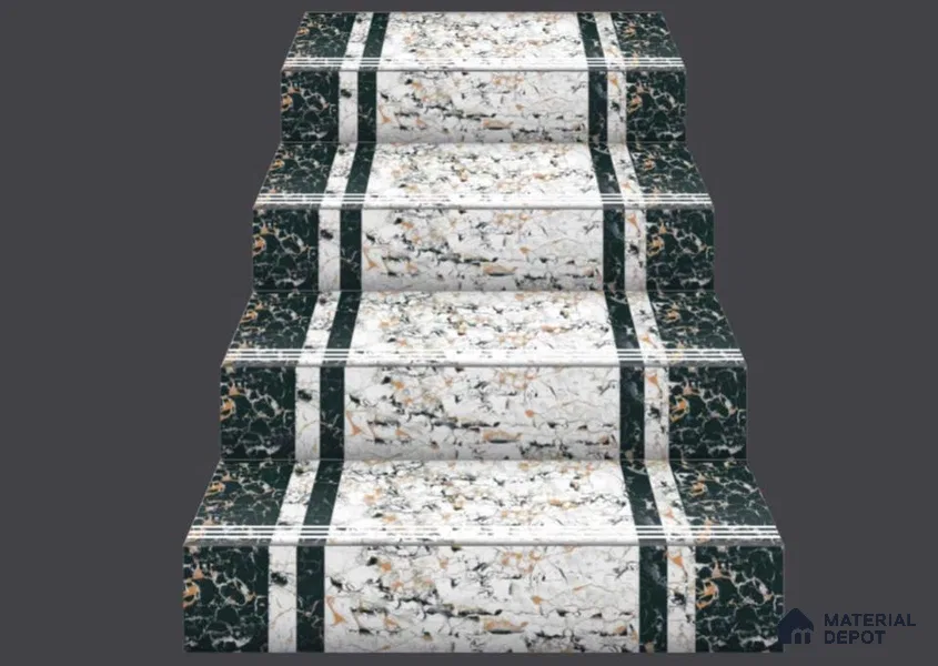 Obsidian White Step Tile Matte Finish TL 02557 3 ft x 1 ft Vitrified Stair Tile - 9.5 mm