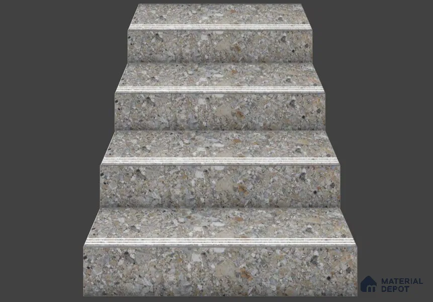 Misty Grey Step Tile Matte Finish TL 02559 3 ft x 1 ft Vitrified Stair Tile - 9.5 mm
