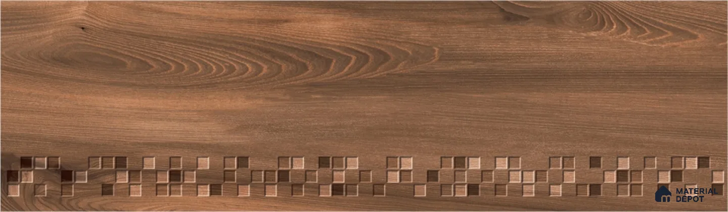 Wood Floor Tile TL 02560 Terra Brown Step 3 ft x 1 ft Vitrified Matte Finish Tile - 9 mm
