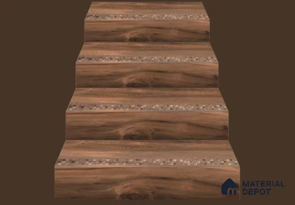 Wood Floor Tile TL 02560 Terra Brown Step 3 ft x 1 ft Vitrified Matte Finish Tile - 9 mm