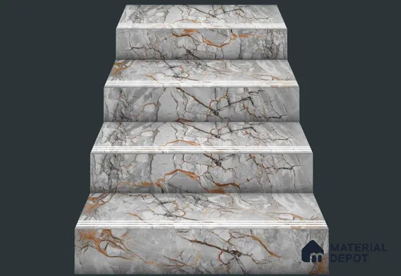 Amber Vein Step Tile Matte Finish TL 02549 3 ft x 1 ft Vitrified Stair Tile - 9.5 mm