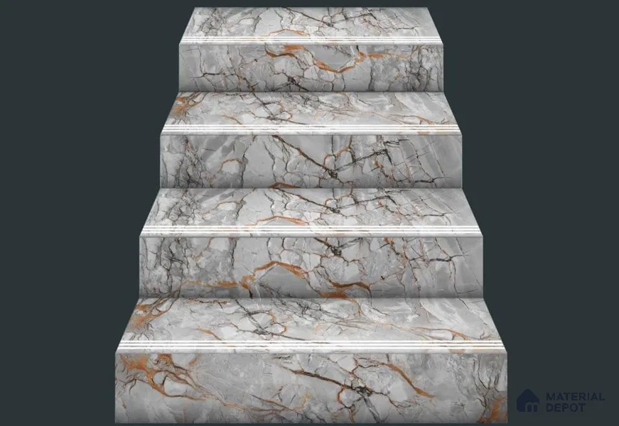 Amber Vein Step Tile Matte Finish TL 02549 3 ft x 1 ft Vitrified Stair Tile - 9.5 mm