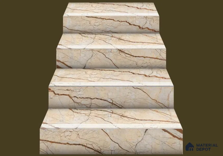 Beige Vein Step Tile Matte Finish TL 02550 3 ft x 1 ft Vitrified Stair Tile - 9.5 mm