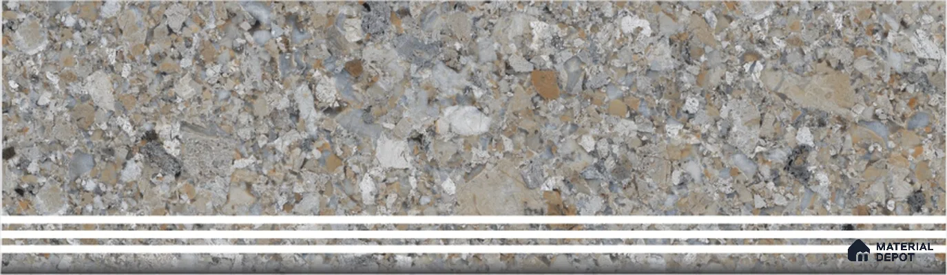 Terrazzo Charm Step Tile Matte Finish TL 02552 3 ft x 1 ft Vitrified Stair Tile - 9.5 mm