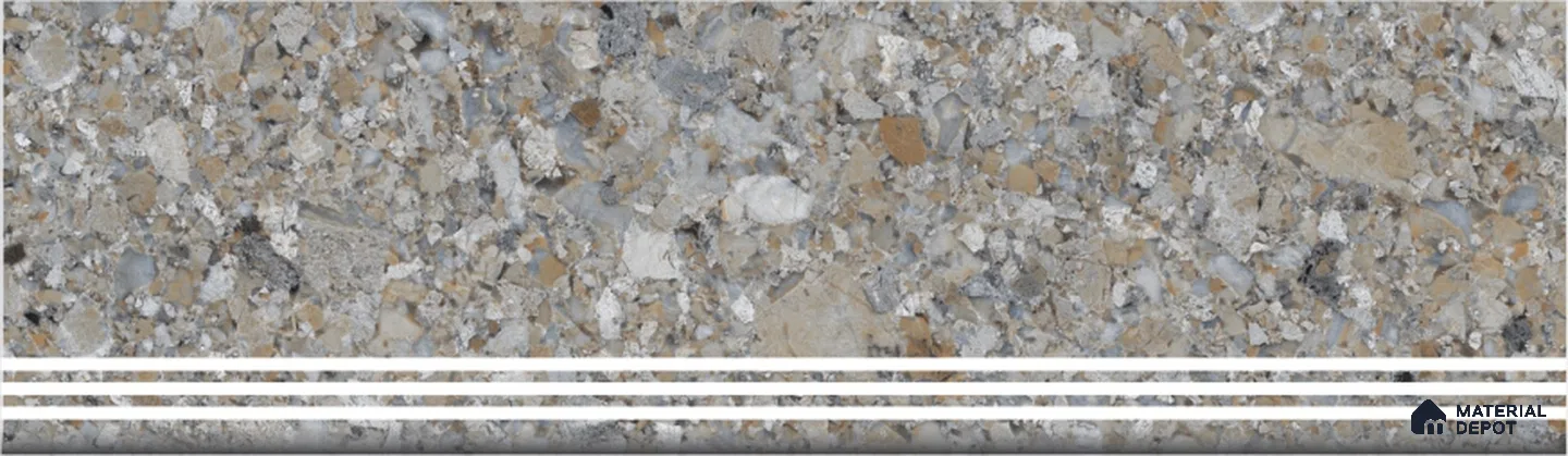 Terrazzo Charm Step Tile Matte Finish TL 02552 3 ft x 1 ft Vitrified Stair Tile - 9.5 mm