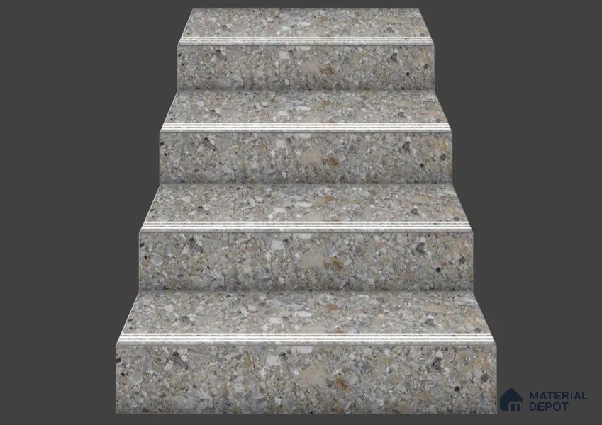 Terrazzo Charm Step Tile Matte Finish TL 02552 3 ft x 1 ft Vitrified Stair Tile - 9.5 mm