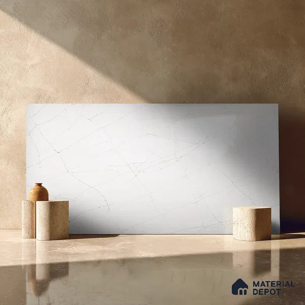 Belina Quartz QR 00015 Frosted Veil Regalia Series 11.42 ft x 6.58 ft Quartz - 20 mm | 10 Years Warranty | Suitable for Kitchen, Restaurant, Counter Tops, Dining, Reception, office