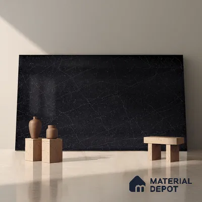 Belina Quartz QR 00016 Noir Astral Regalia Series 11.42 ft x 6.58 ft Quartz - 20 mm | 10 Years Warranty | Suitable for Kitchen, Restaurant, Counter Tops, Dining, Reception, office
