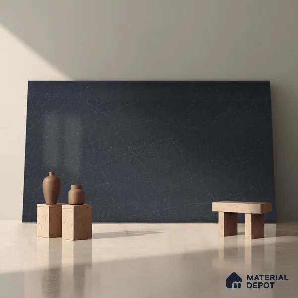 Belina Quartz QR 00017 Noir Astral Regalia Series 11.42 ft x 6.58 ft Quartz - 20 mm | 10 Years Warranty | Suitable for Kitchen, Restaurant, Counter Tops, Dining, Reception, office
