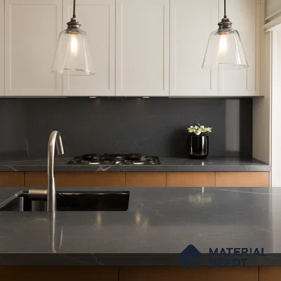 Belina Quartz QR 00017 Noir Astral Regalia Series 11.42 ft x 6.58 ft Quartz - 20 mm | 10 Years Warranty | Suitable for Kitchen, Restaurant, Counter Tops, Dining, Reception, office