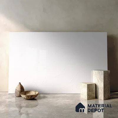 Belina Quartz QR 00019 Lunar Veil Regalia Series 11.42 ft x 6.58 ft Quartz - 20 mm | 10 Years Warranty | Suitable for Kitchen, Restaurant, Counter Tops, Dining, Reception, office