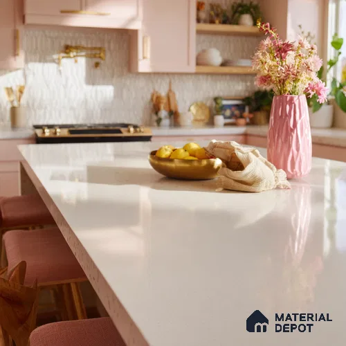 Belina Quartz QR 00020 Frosted Aurora Regalia Series 11.42 ft x 6.58 ft Quartz - 20 mm | 10 Years Warranty | Suitable for Kitchen, Restaurant, Counter Tops, Dining, Reception, office