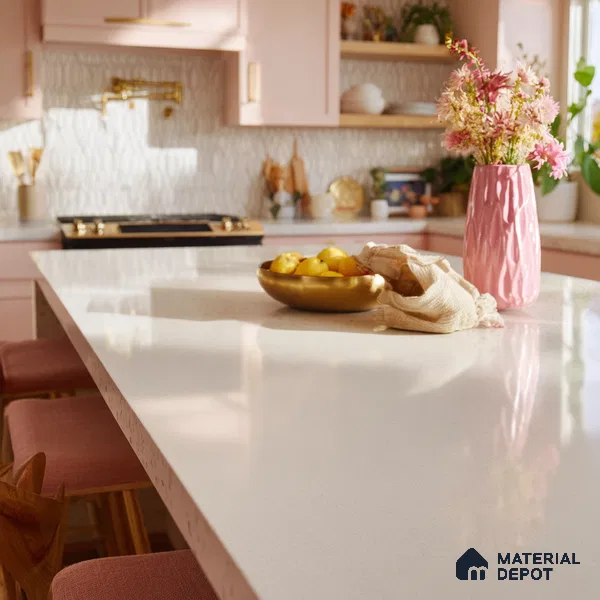 Belina Quartz QR 00020 Frosted Aurora Regalia Series 11.42 ft x 6.58 ft Quartz - 20 mm | 10 Years Warranty | Suitable for Kitchen, Restaurant, Counter Tops, Dining, Reception, office