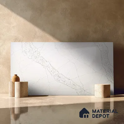 Belina Quartz QR 00022 Celestial Vein Regalia Series 11.42 ft x 6.58 ft Quartz - 20 mm | 10 Years Warranty | Suitable for Kitchen, Restaurant, Counter Tops, Dining, Reception, office