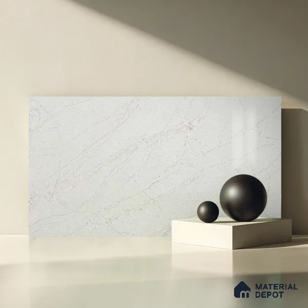 Belina Quartz QR 00023 Celestial Veil Regalia Series 11.42 ft x 6.58 ft Quartz - 20 mm | 10 Years Warranty | Suitable for Kitchen, Restaurant, Counter Tops, Dining, Reception, office