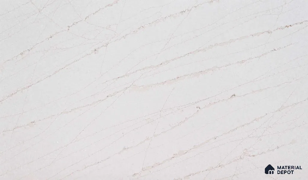 Belina Quartz QR 00024 Cloudline Vein Regalia Series 11.42 ft x 6.58 ft Quartz - 20 mm | 10 Years Warranty | Suitable for Kitchen, Restaurant, Counter Tops, Dining, Reception, office