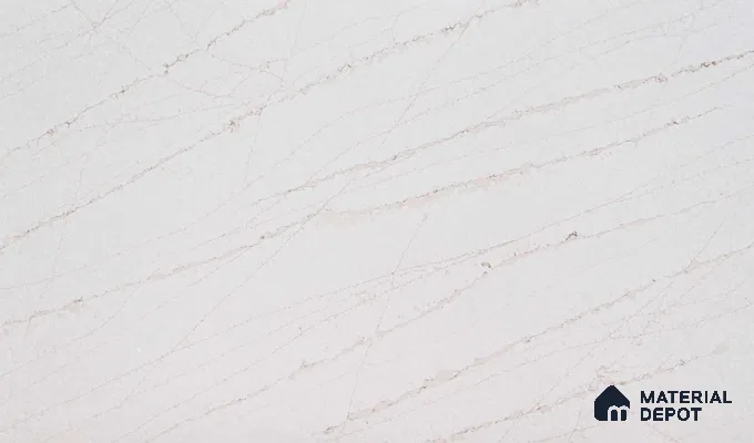 Belina Quartz QR 00024 Cloudline Vein Regalia Series 11.42 ft x 6.58 ft Quartz - 20 mm | 10 Years Warranty | Suitable for Kitchen, Restaurant, Counter Tops, Dining, Reception, office