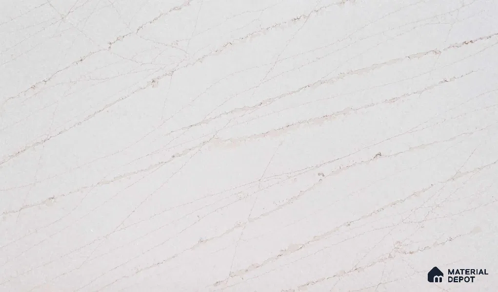 Belina Quartz QR 00024 Cloudline Vein Regalia Series 11.42 ft x 6.58 ft Quartz - 20 mm | 10 Years Warranty | Suitable for Kitchen, Restaurant, Counter Tops, Dining, Reception, office