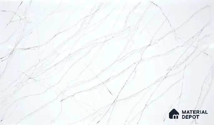 Belina Quartz QR 00025 Celeste Vein Regalia Series 11.42 ft x 6.58 ft Quartz - 20 mm | 10 Years Warranty | Suitable for Kitchen, Restaurant, Counter Tops, Dining, Reception, office