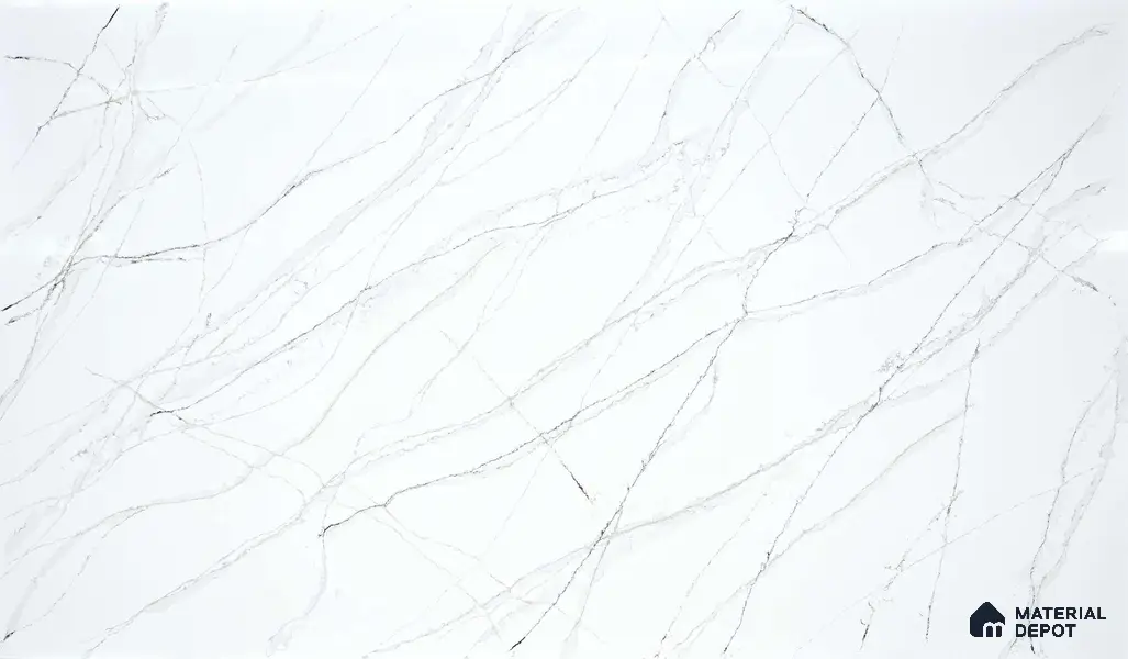 Belina Quartz QR 00025 Celeste Vein Regalia Series 11.42 ft x 6.58 ft Quartz - 20 mm | 10 Years Warranty | Suitable for Kitchen, Restaurant, Counter Tops, Dining, Reception, office