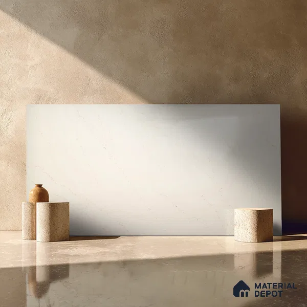 Belina Quartz QR 00026 Lunar Veil Regalia Series 11.42 ft x 6.58 ft Quartz - 20 mm | 10 Years Warranty | Suitable for Kitchen, Restaurant, Counter Tops, Dining, Reception, office